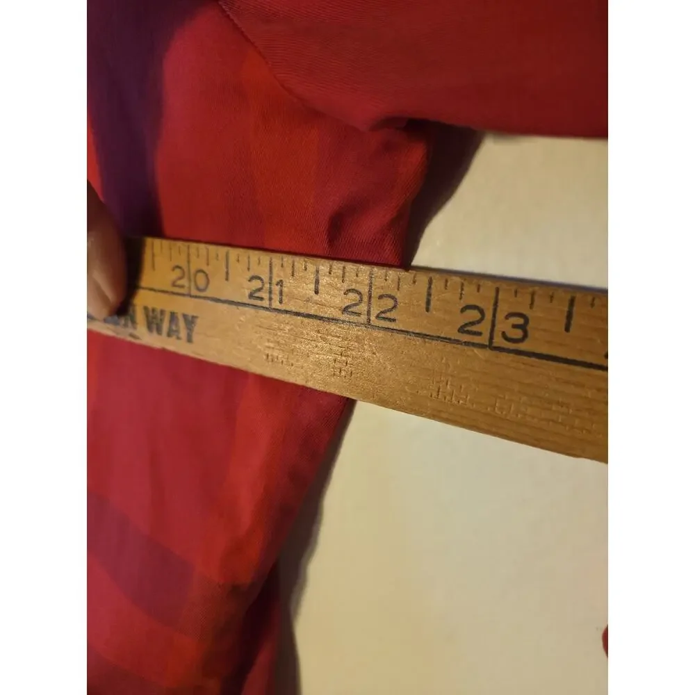Burberry Brit Red Plaid Cotton Shirt Button Front Long Roll Tab Sleeve Womens XL - Picture 8 of 9